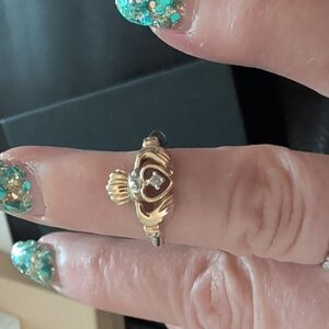 Gold And Diamond Claddaugh Ring